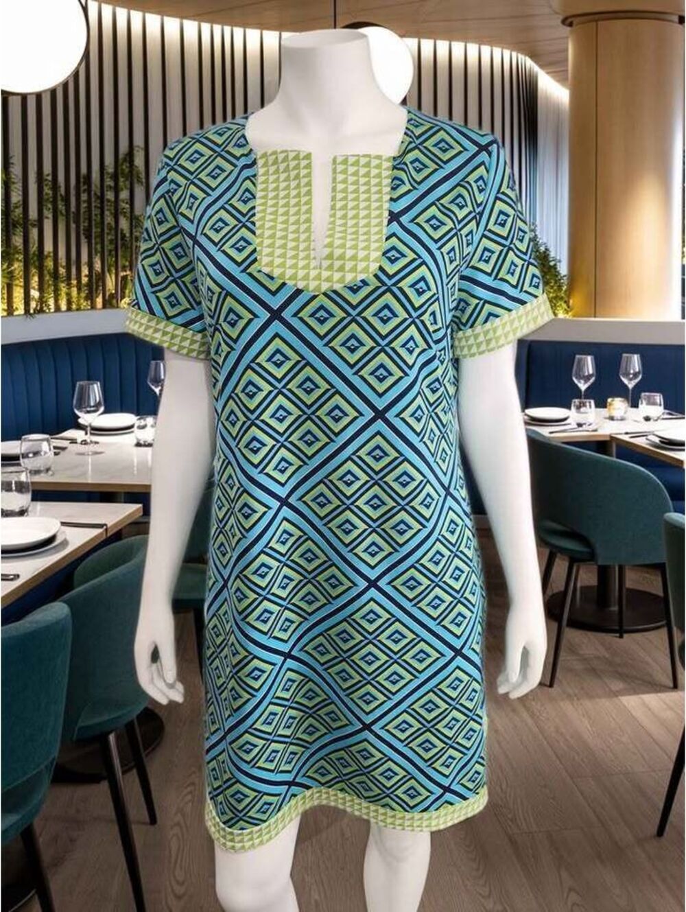 Tracy Negoshian Geometric Print Shift Dress Size L